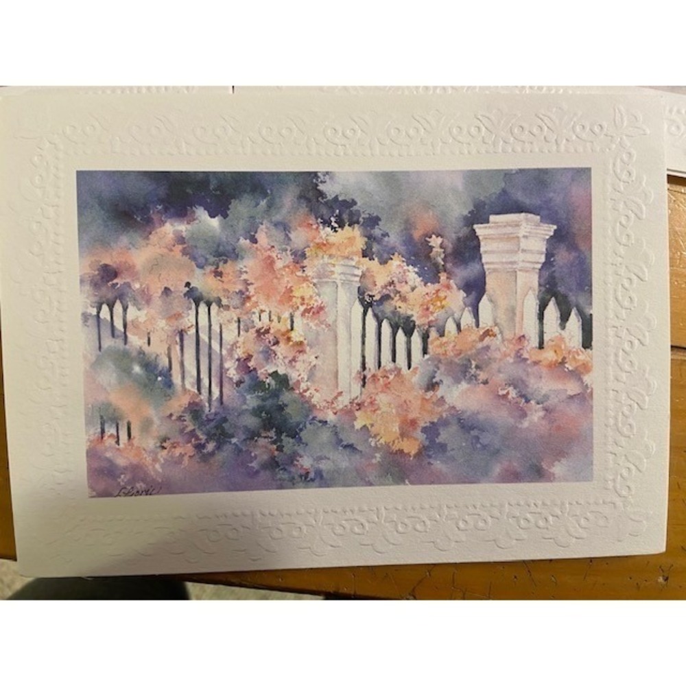 L Gorsic Watercolor Note Cards Set of 25 Garden Designs Embossed Border Blank - Picture 5 of 16